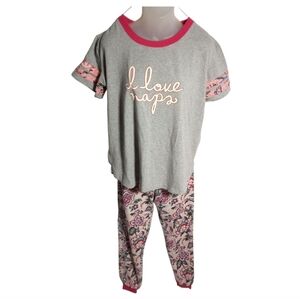 Vera Bradley Gray and Pink Women's Pajama Set Size top (L) Pants (M)